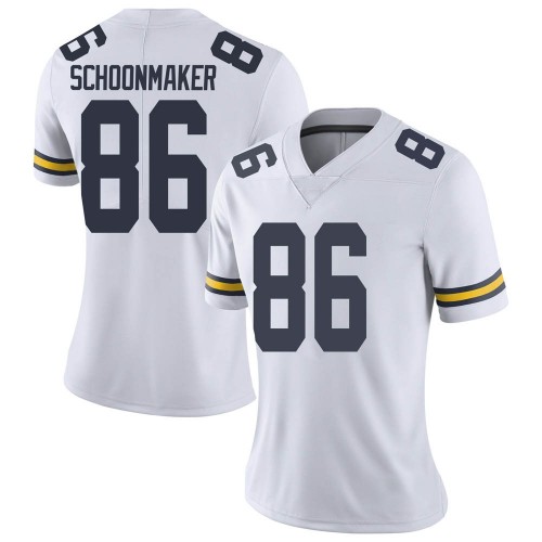 Luke Schoonmaker Michigan Wolverines Women's NCAA #86 White Limited Brand Jordan College Stitched Football Jersey AJD6854BL